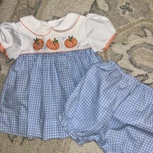 Petit ami pumpkin applique dress